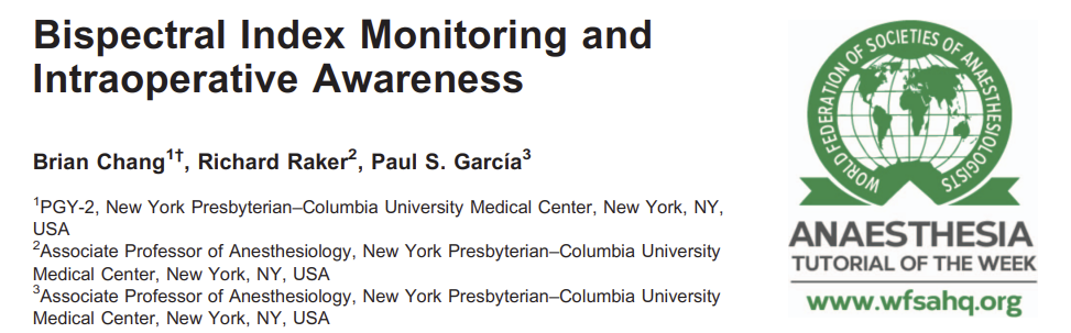 Bispectral Index (BIS) and depth of anaesthesia monitoring