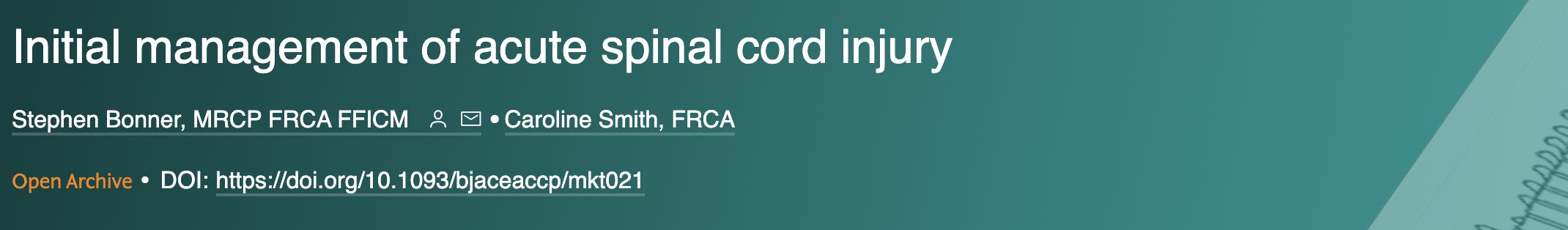 Acute Spinal Cord Injury